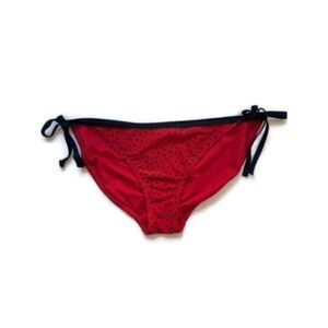 CONVERSE ONE STAR Women's Red Tie Sides Adjustable Bikini Swimwear Bottom L